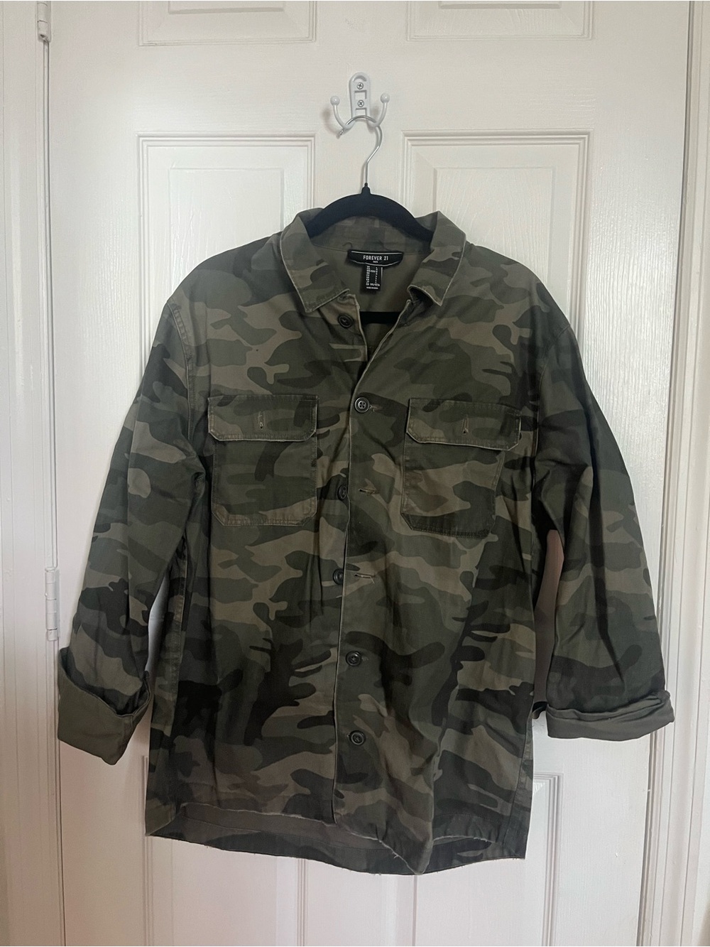 Forever 21 Men's Camouflage Field Jacket - Green Camo